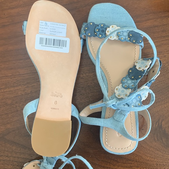 Coach sandals denim leather floral style - Picture 2 of 3